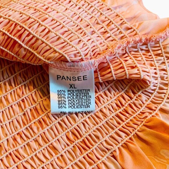 Pansee Women’s Ribbed Cropped Ruffle Trim Off The Shoulder Boho Top Size XL - Picture 5 of 8